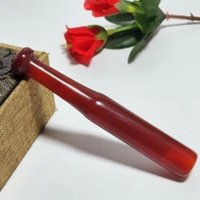 Red Agate Tobacco Pipe Mouthpiece 9CM Long Thick Stem Smoking Accessory for Men