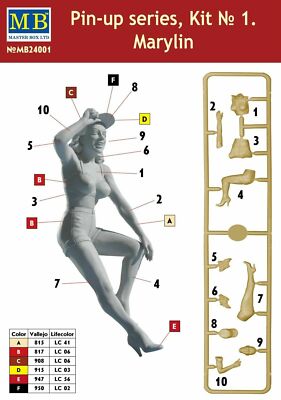 Masterbox 1/24 Scale US Army Girl Pin-Up Series #1 - "Marylin" Plastic Model Kit (Unpainted, Unassembled) - View #10
