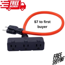 KMC 3-Outlet Power Extension Cord, 12AWG 2-Feet Extension Cord, 125V/15Amp 1875W