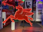 Antique Vintage Old Style LED Neon Mobil Pegasus Gas Oil Service Sign 41x67”