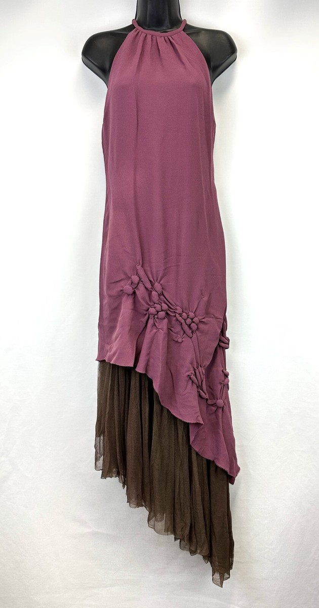 JEAN PAUL GAULTIER Femme JPG Purple Halter Asymmetrical Maxi Dress Small VINTAGE