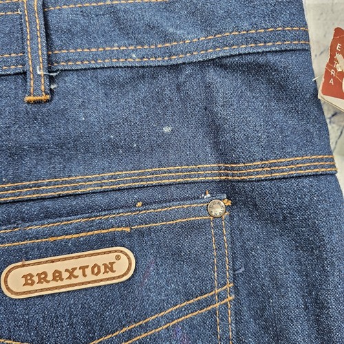 Vintage Braxton Denim Jeans Western Capri Stretch Orange Stitch MENS 46X30 - Picture 12 of 20