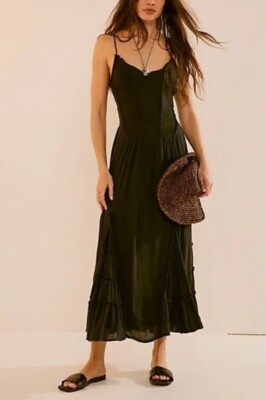 Free People Siren Nights Maxi In Black Size Medium FREE-EST Bohemian