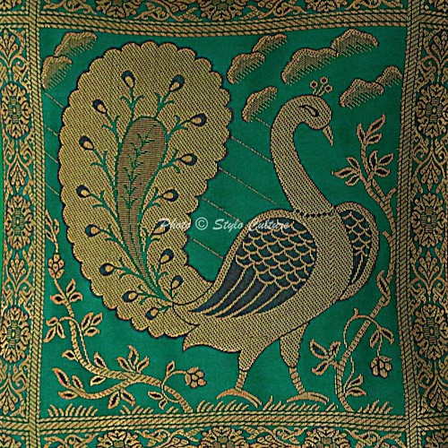 Indian Brocade Sofa Cushion Cover Handmade Peacock Pillow Case Cover Throw 12" - Picture 19 of 52