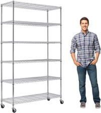 6 Tier Wire Shelving Unit Adjustable Heavy Duty Metal Shelf Storage Rack Chrome