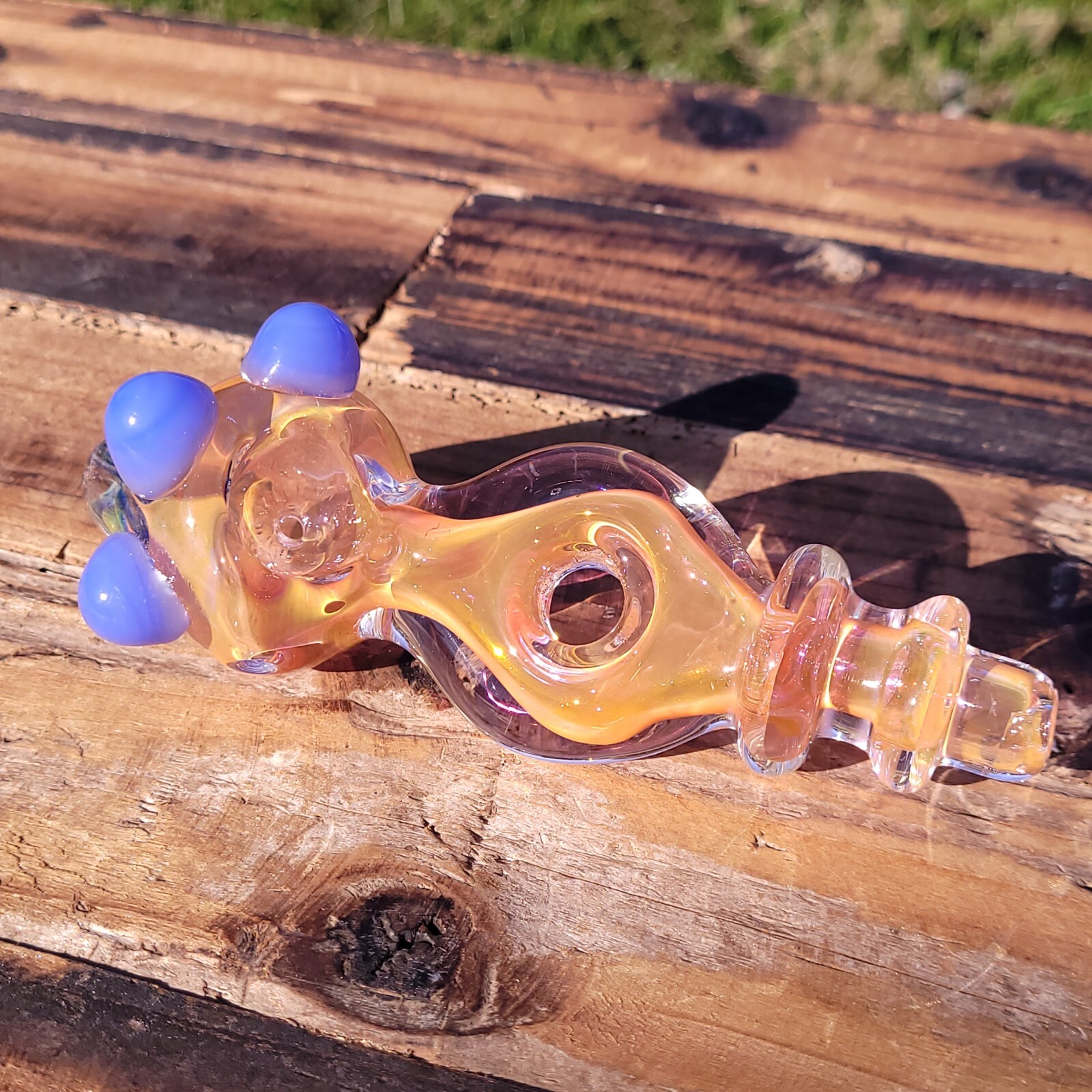 5" Peachy Pink Tobacco Herb Thick Glass Smoking Bowl Spoon Hand Pipe - Style A