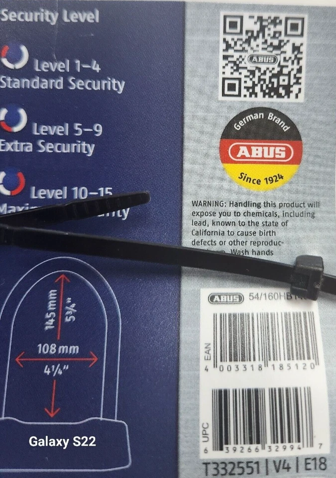 ABUS Lighted Key Maximum Security U-Lock Granit X-Plus 54 Mini with Code Card - Image 4 of 4