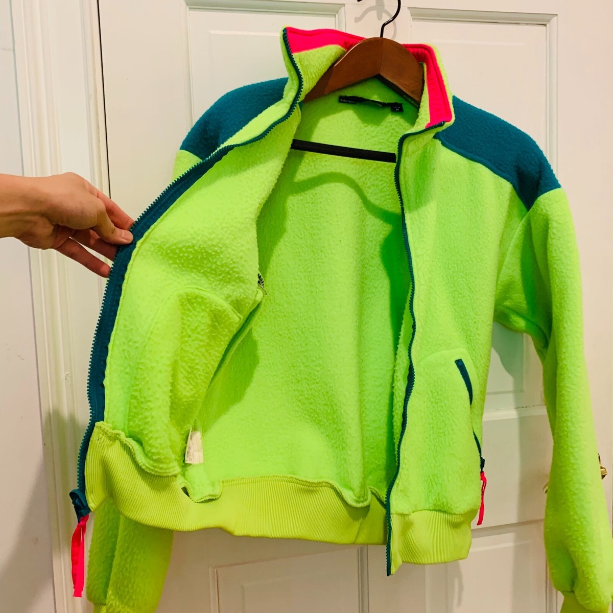 Vtg 80s Columbia Neon Fleece Jacket M Retro Pile Synchilla Ski