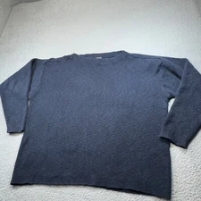 J Peterman Sweater Men Large Blue Relaxed Rib Knit Crew Box Gorpcore Casual