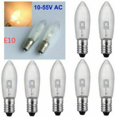 50Stk LED 0,2W E10 10-55V Topkerzen Riffelkerzen Spitzkerzen Ersatz Glühbirnen