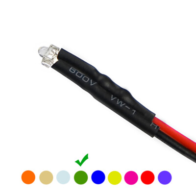 20 Stück Verkabelte pre Wired LED Dioden Grün Klare Linse 6V 1.8mm