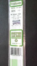 Evergreen Scale Models #8206 POLYSTYRENE STRIPS, .022" X .066" - More Below