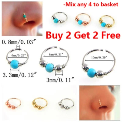 Nose Ring Nose Lip Hoop With Ball Cartilage Tragus Ear Piercing - Image 1 of 4