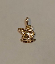 New 14k Yellow Gold Small Angel Cherub Charm Pendant