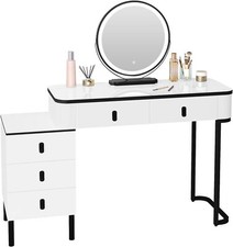 Dressing Table with 5 Drawers Mirror LED Lights Makeup Desk Vanity Table Bedroom