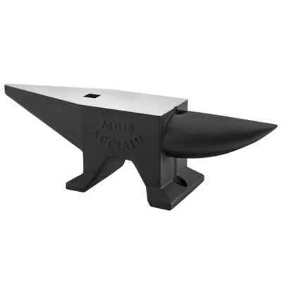 Blacksmith Anvil Steel Round Horn Anvil 88lb 400kg 2 Holes for Metal Work-Black