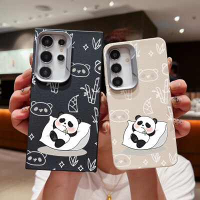 For Samsung S24 Ultra S23 FE S22 A55 A16 ShockProof Panda TPU Leather Case Cover