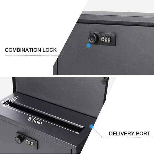 Locking Mailbox Wall Mount Combination Lock Drop Box Large Capacity - Picture 3 of 12