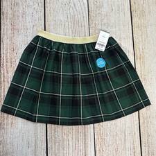 Carter s Girls Tartan Plaid Green Blue Skirt w/ Gold Waist Band - Size 7 - New