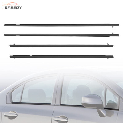 4PC Window Molding Trim Sill Seal Belt External For Honda CIVIC Sedan 2006-2011