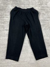 Vtg Alfred Dunner Pants Womens 14 Black Classic High Rise Made In USA Pull On