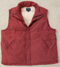 Brooks Brothers 346 Gilet Piumino Uomo L Rosso Full Zip Vero Piumino D'oca