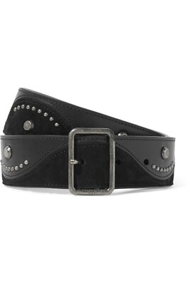 ?️ SAINT LAURENT Black SUEDE LEATHER STUDDED Leather WAIST  display picture 1