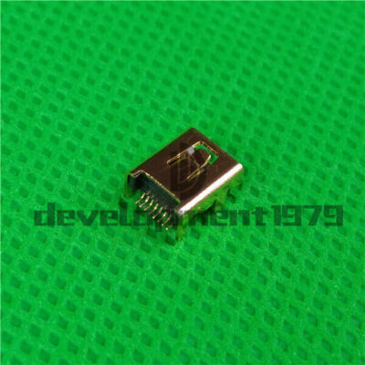 5PCS Mini USB 8Pin Female DIP Socket Connector vertical Legs Gold NEW #E8
