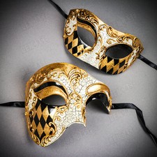Gold Black Phantom Opera Musical Venetian Masquerade Halloween Couple Mask K31