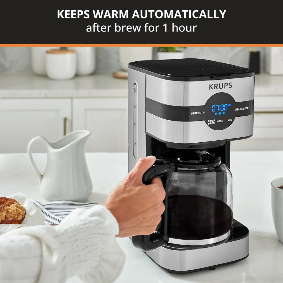 KRUPS Simply Brew 10 Cup Stainless Steel Coffee Maker with Programmable Timer - Image 3 of 4