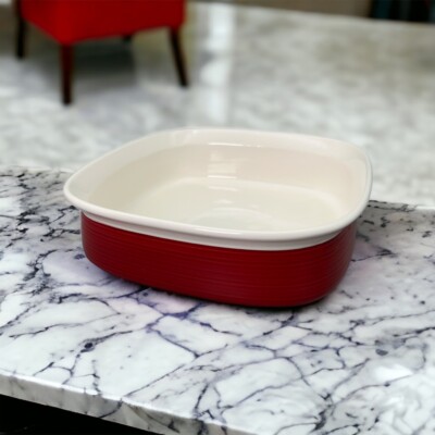 Corning Ware Etch Stoneware Red Qt Casserole Dish W/ Original Lid  Bakeware