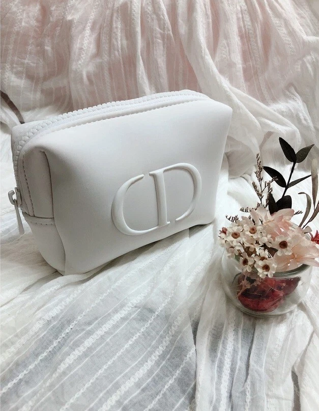 Dior Beauty WHITE Makeup Bag / Purse Medium Size