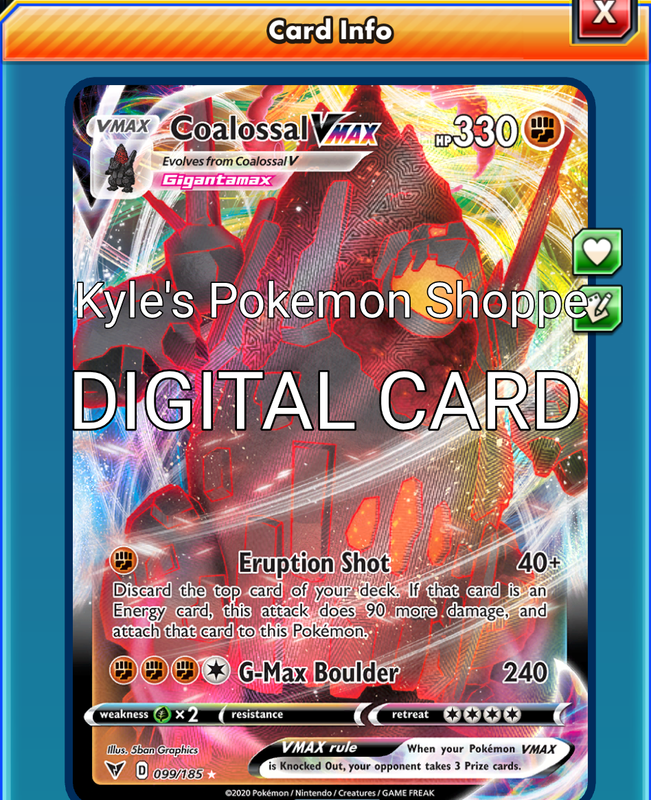 Pokemon Conjunto de cartas Vmax – Coalossal VMAX 99/185 e