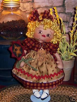 Primitive Raggedy Annie Ann Doll w/ Flower Paper Pattern #510