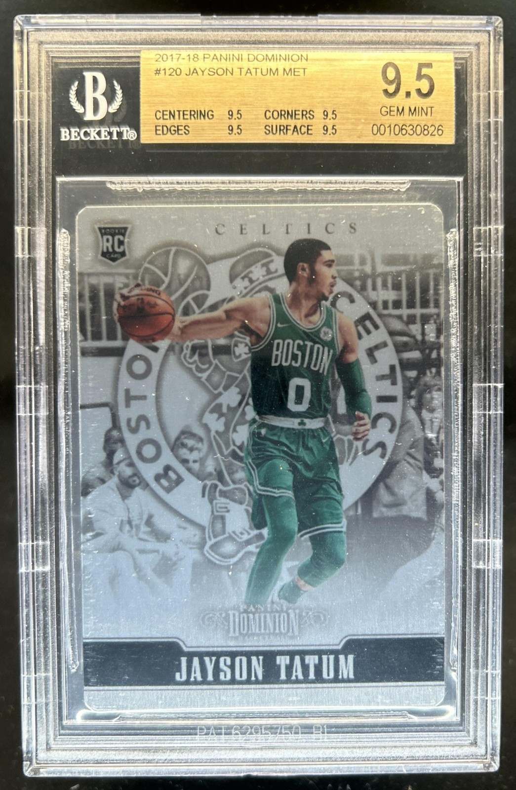 2017-18 Panini Dominion Jayson Tatum Rookie RC #/199 Celtics BGS 9.5 GEM MINT