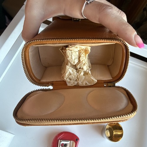 Vintage Flachmann mit Schweinsleder gefüttert Edelstahl mit Etui und Schnapsgläsern - England - Bild 13 von 14