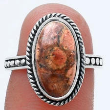 Natural Poppy Jasper 925 Sterling Silver Ring s.7 Jewelry R-1066