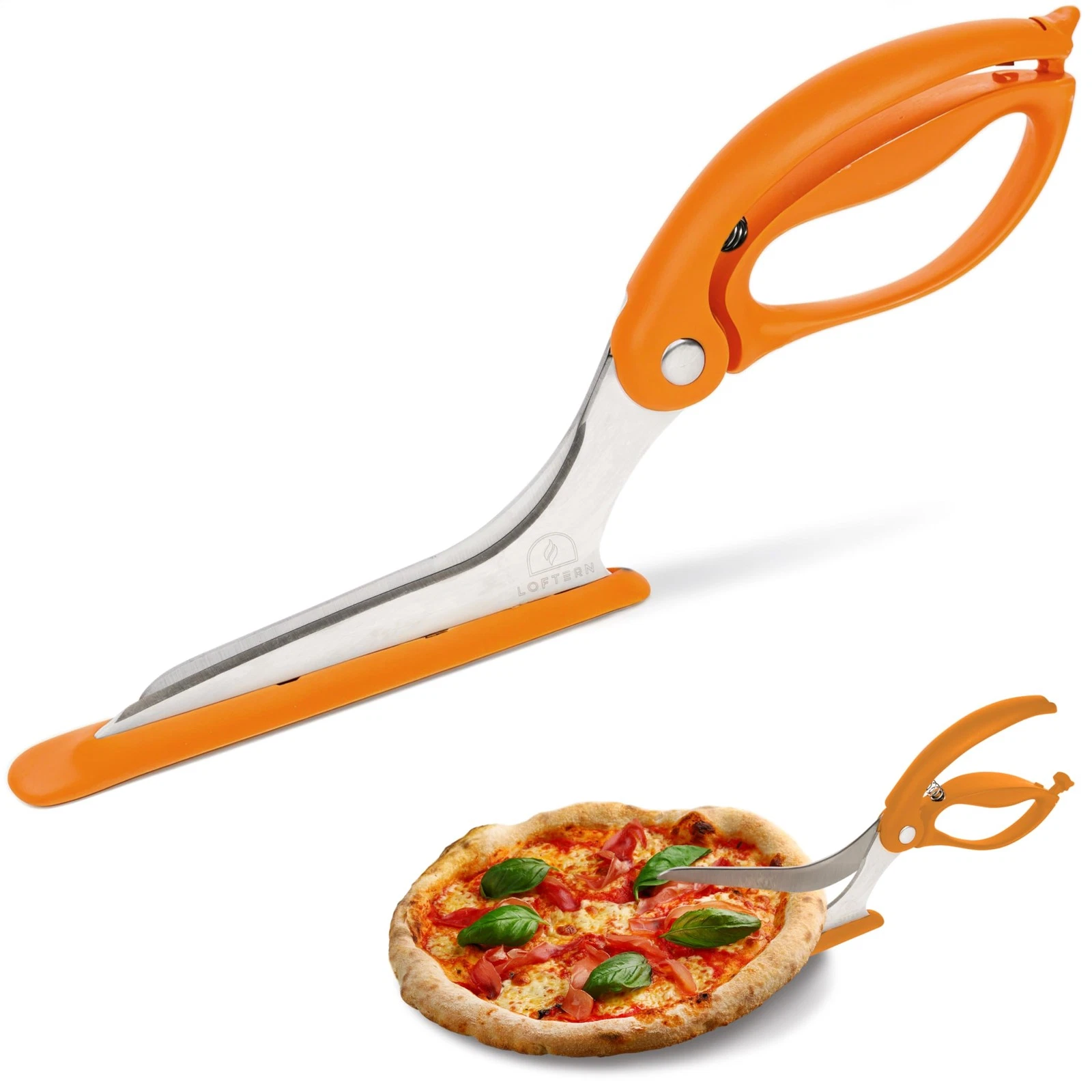 Orange Pizza Scissors - Non-Stick Pizza Scissors with Firm Grip Base - Food G...