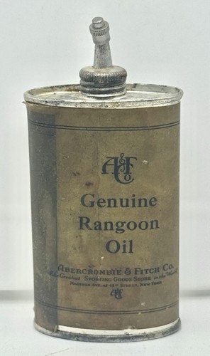 Antique Rare Abercrombie & Fitch Genuine Rangoon Gun Oil Paper Label Oiler Full