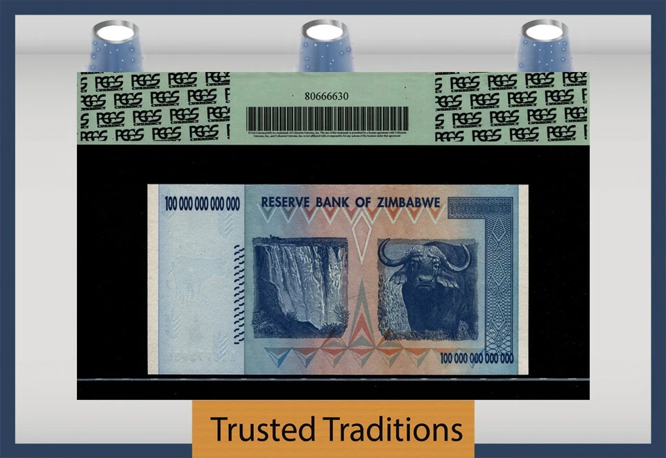 TT PK 91 2008 ZIMBABWE 100 TRILLION DOLLARS RESERVE BANK PCGS 69 PPQ SUPERB GEM - Image 2 of 2