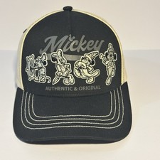 Mickey Mouse Hat Cap SnapBack Black Tan Disney Parks Unisex PreOwned