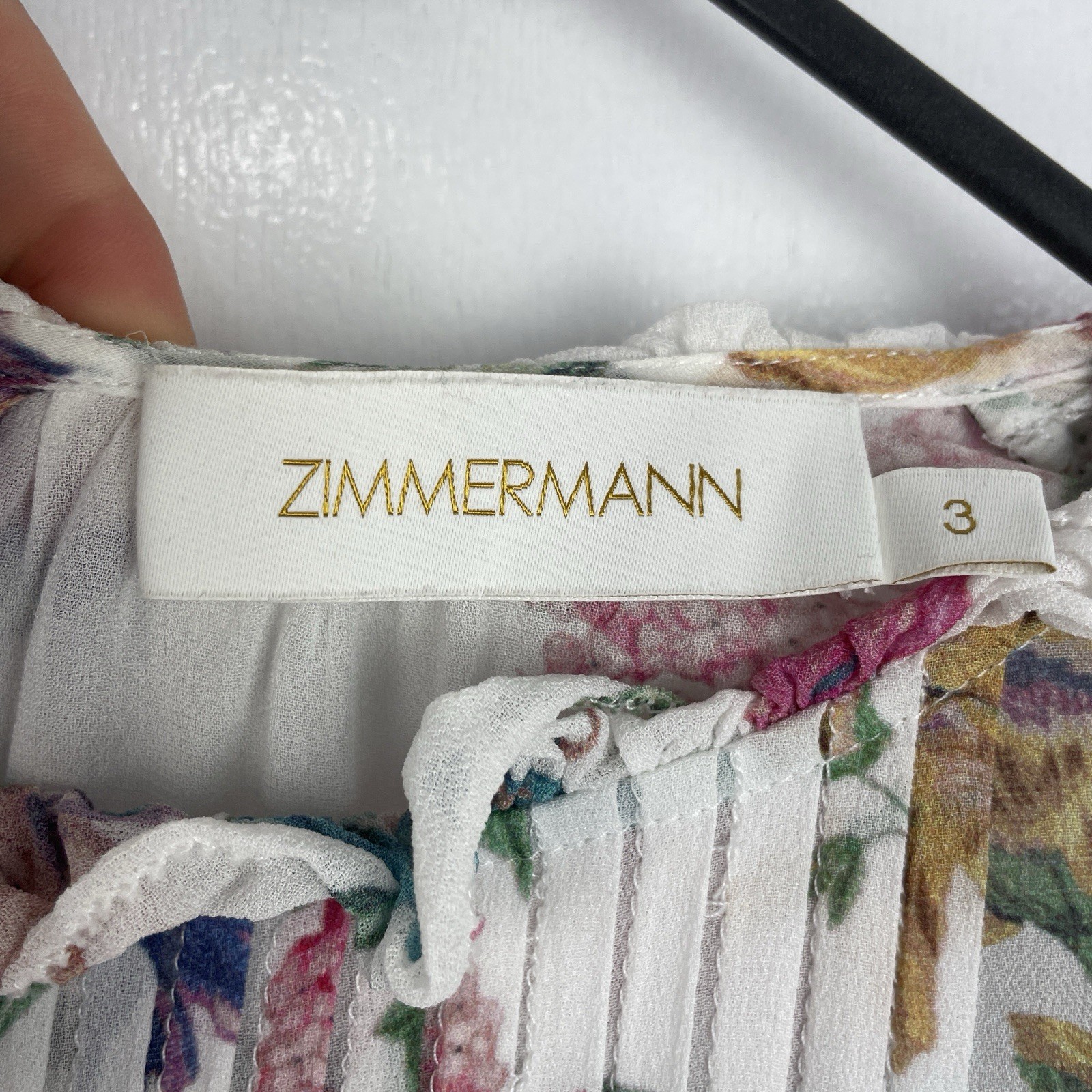 Zimmermann Ninety Six Linear Midi Dress Size 3 / 14 Au White Floral Ruffle