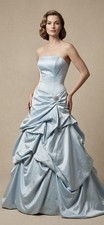 Prom Light Blue Satin Ball Gown Special occasion Rutched Size: 8-10 UK