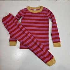 Hanna Andersson Girl's Pajamas Pink  Red Striped Organic Cotton 110 5
