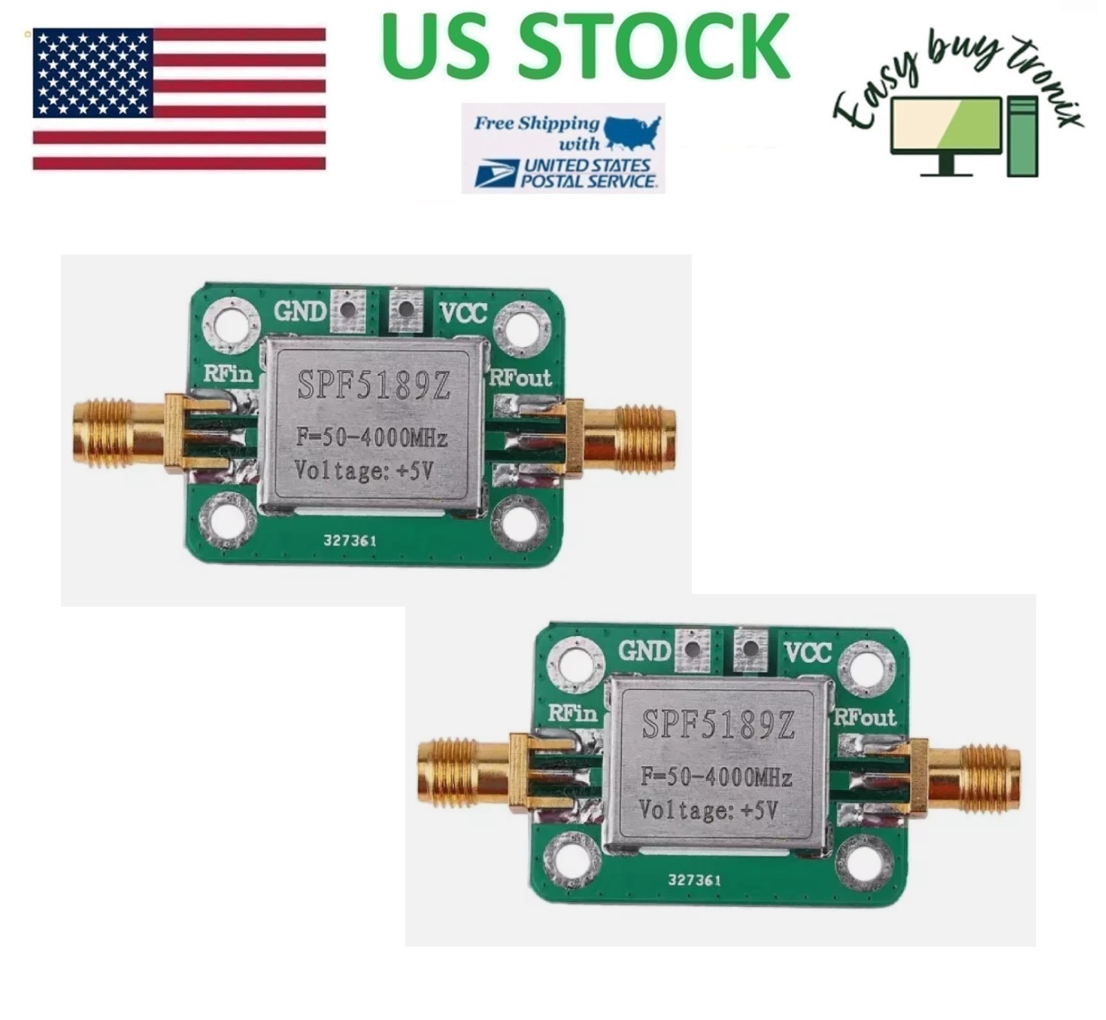 2Pcs LNA 50-4000 MHz RF SPF5189 0.6dB Low Noise Amplifier Signal Receiver Board