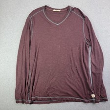 Agave Denim Shirt Mens L Purple V-Neck Long Sleeve Contrasting Trim Made In USA