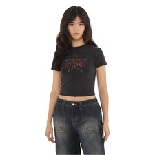 Image of Guess Womens/Ladies Star Slim Crop T-Shirt GT14089