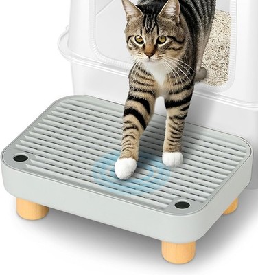 Aothey Litter Box Step, Cat Litter Pedal Box Ramp/Catcher with Wooden Legs