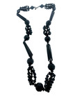Miriam Haskell Signed  Black Faceted Bead & Tube Bead Cluster Long Necklace — photo 2