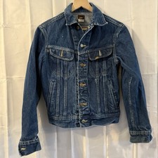 Vintage Lee 153438 Denim Trucker Jacket Men 34R Blue Jean Made In USA